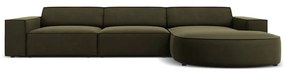 Zöld bársony sarokkanapé (jobb oldali) Jodie - Micadoni Home