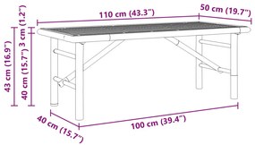 Dohányzóasztal Barna 110 x 50 x 43 cm bambusz