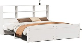 vidaXL fehér tömör fenyőfa könyvespolcos ágy matrac nélkül 180x200 cm