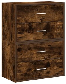 2 db füstölt tölgy szerelt fa szekrény 2 fiókkal 60 x 31 x 40cm