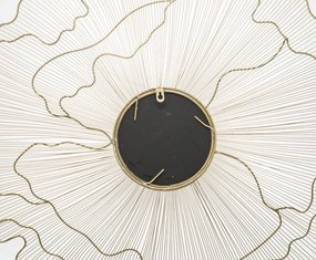 Kör alakú design fali tükör sűrű organikus arany küllőkkel keretezve 80x77x1cm