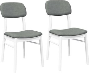 vidaXL 2 db fehér tömörfa gumiból készült étkezőszékek párnákkal