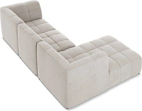 Bézs bársony sarokkanapé (bal oldali-heverő résszel) Aloha – Makamii