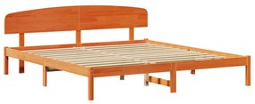 Ágykeret Fejházzal Gyantázott Barna 200x200 cm Tömör Fenyő
