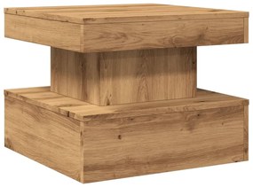 Kézműves tölgy színű dohányzóasztal LED-lámpákkal 50x50x40cm