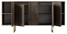 Konzolasztal Luxe - Walnut, Gold