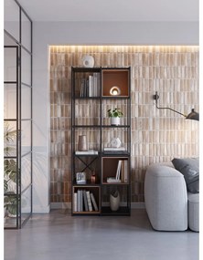 Fekete-téglavörös könyvespolc 71x179 cm Anya – Marckeric