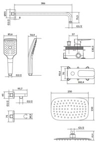 Cersanit S952-029 LARGA zuhanyszett falba építhető, fényes króm