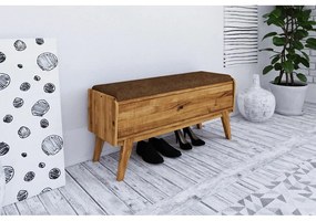 Tölgyfa pad tárolóhellyel, narancssárga ülőrésszel Retro - The Beds