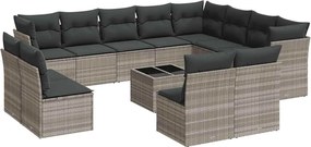vidaXL 13 részes világosszürke polyrattan kerti ülőgarnitúra párnákkal