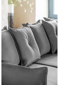 Szürke kordbársony kinyitható sarokkanapé (jobb oldali-U alakú) Lazy Lukka – Miuform