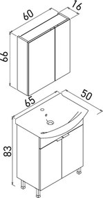 Purus mosdószekrény, 65 cm – TR785PNC1701