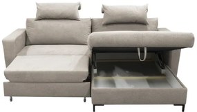 Kinyitható L alakú sarokkanapé tárolóval HORTA, jobbos kivitel, szürke