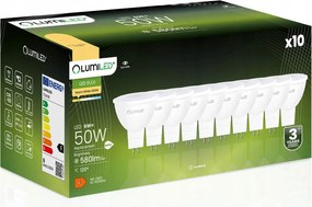 10x Led izzó MR16 6W 50W 120° 230V 3000K Meleg fehér Lumiled