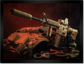 Poszterek keretben 40x30 Fegyver páncél töltények Fbi