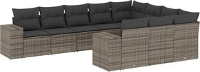 vidaXL 10 részes szürke polyrattan kerti ülőgarnitúra párnákkal