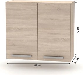 Konyhabútor 2,4 m, tölgy sonoma, NOVA PLUS