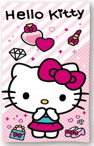 Hello Kitty Pamut Törölköző 70x140 Rózsaszín Macska Törölköző Masnival