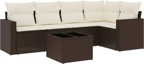 vidaXL 6 részes barna polyrattan kerti ülőgarnitúra párnával