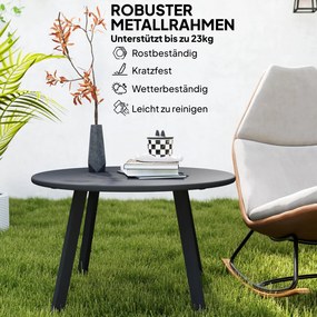 Kerek kerti asztal, acél, fekete Ø70 cm