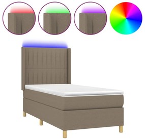 tópszínű szövet rugós és LED-es ágy matraccal 100x200 cm