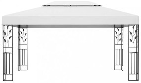 fehér dupla tetős pavilon LED fényfüzérrel 3 x 4 m