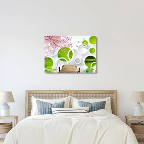 Kép - móló a tó felett (üvegen) (70x50 cm)