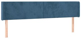 sötétkék bársony LED-es fejtámla 163 x 16 x 78/88 cm