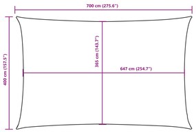 barna téglalap alakú oxford-szövet napvitorla 4 x 7 m