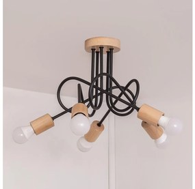 Felületre szerelhető csillár OXFORD 5xE27/15W/230V fenyő/fekete