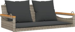 vidaXL szürke polyrattan hintapad párnákkal 109 x 62 x 40 cm
