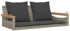 vidaXL szürke polyrattan hintapad párnákkal 109 x 62 x 40 cm