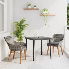 3 részes szürke poly rattan kert étkező szett