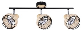 Fekete-krémszínű mennyezeti lámpa fém-rattan búrával ø 12 cm Tajga – Candellux Lighting