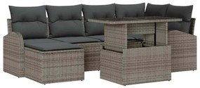 vidaXL Kerti Kanapé Szett tárolóval 7 pcs Szürke Poli rattan