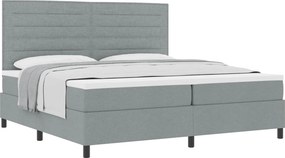 vidaXL Boxrugós ágy matracmal Világosszürke 200 x 200 cm szövet