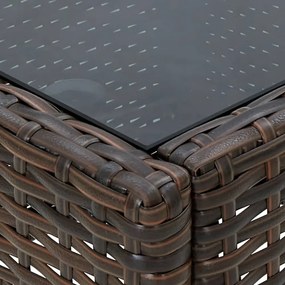 barna polyrattan kerti asztal 75 x 40 x 37 cm