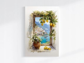 Vászonkép Canvas Ablak Kilátás Déli Város Citrom Tenger 80x120