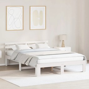 Fa Ágykeret Fehér Fa 140 x 200 cm Tartós Minimalista Ágykeret