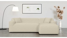 Bézs kordbársony sarokkanapé (jobb oldali-heverő résszel) Martin – Ropez