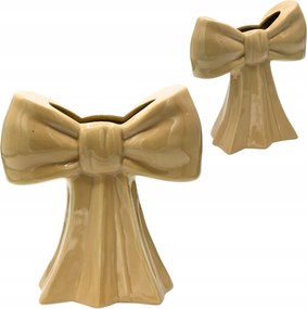 Kerámia váza bézs masnival 24x13,5x25,5 cm dekoratív