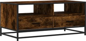 vidaXL füstös tölgy szerelt fa és fém dohányzóasztal 100 x 50 x 45 cm