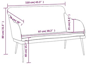 vidaXL bordó bársonypad 110 x 76 x 80 cm