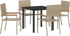 vidaXL Kert étkező szett párnával 5 pcs Bézs polirattan