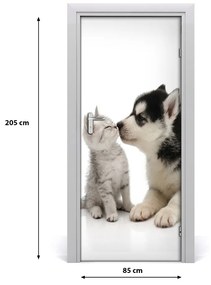 Poszter tapéta ajtóra Kutya és macska 95x205 cm