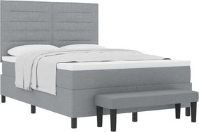 vidaXL Boxrugós ágy matracmal Világosszürke 140 x 190 cm szövet
