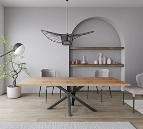 Kihúzható ebédlőasztal, artisan tölgy/fekete, 160-260x90x75 cm, KOLI