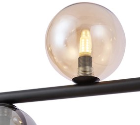 Fekete függőlámpa füstszínű és borostyánszínű üveggel, téglalap alakú, 8-lámpás - Monaco