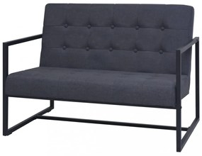2 személyes sötétszürke acél/szövet karfás kanapé