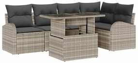 vidaXL Kerti Kanapé Szett tárolóval 6 pcs Világosszürke polirattan